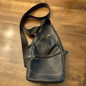 Black leather ZZNick sling shoulder bag